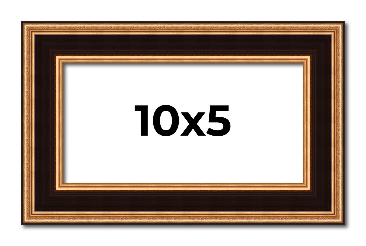 Panoramic Weathered Gold Picture Frame - UV Acrylic, Foam Board Backing, Hanging Hardware